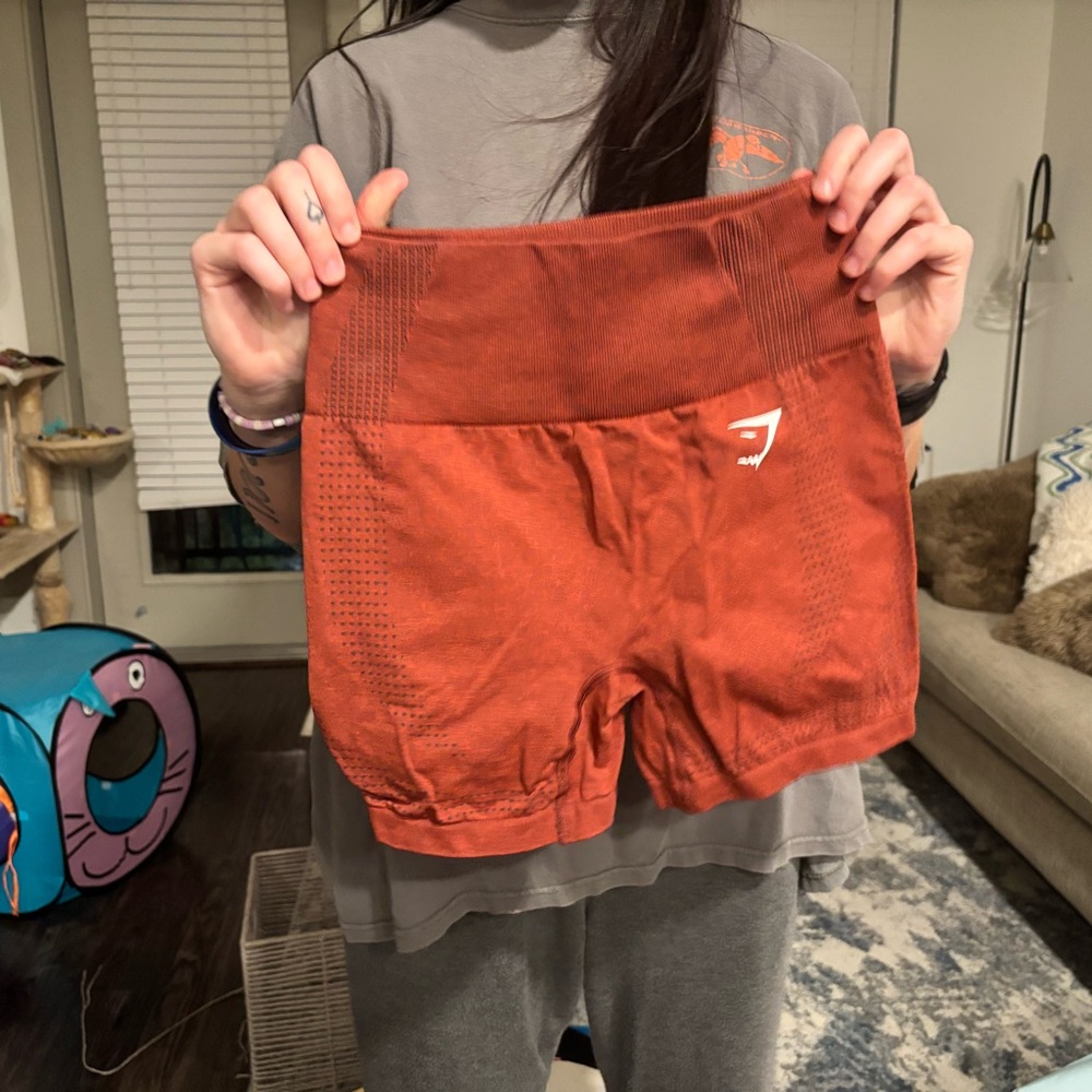 Gymshark spandex shorts xs orange/red